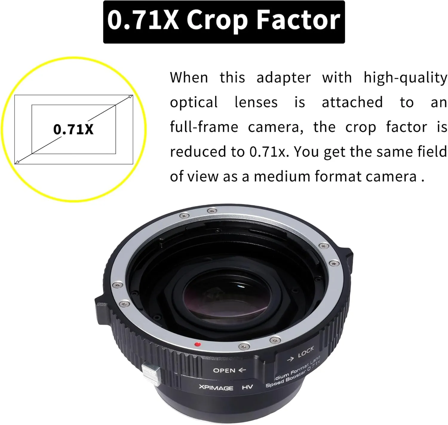 0.71X Optical Focal Reducer Lens Mount Adapter for Hasselblad V Lens to Leica or Panosonic L Mount Camera