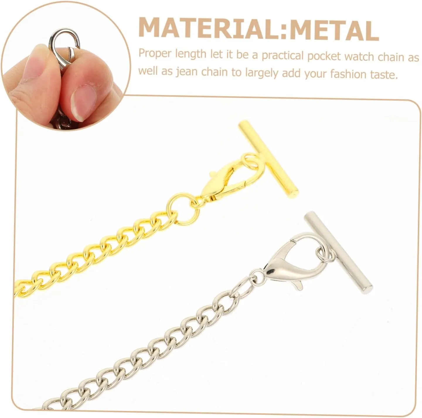 10 Pcs Pocket Watch Chain Vest Chain with t Chain Waist Jeans Chain Wallets for Men Watch Chain Link