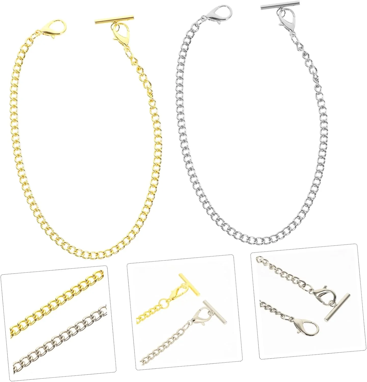 10 Pcs Pocket Watch Chain Vest Chain with t Chain Waist Jeans Chain Wallets for Men Watch Chain Link