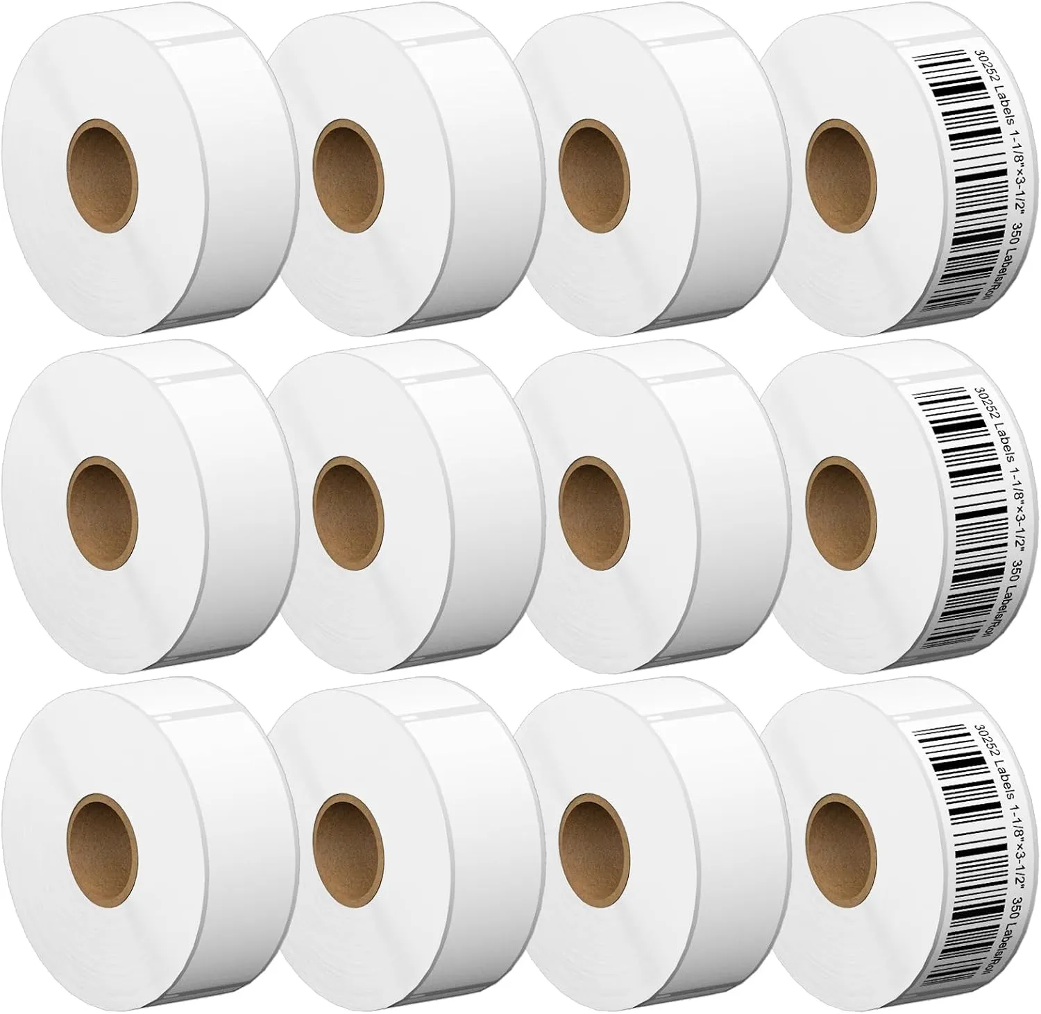 12 Rolls 1-1/8" x 3-1/2" Mailing Label Replacement for Dymo 30252 Multipurpose Address Barcode Labels & Shipping Labels Compatible Dymo Labelwriter, Not Fit 5XL & 550