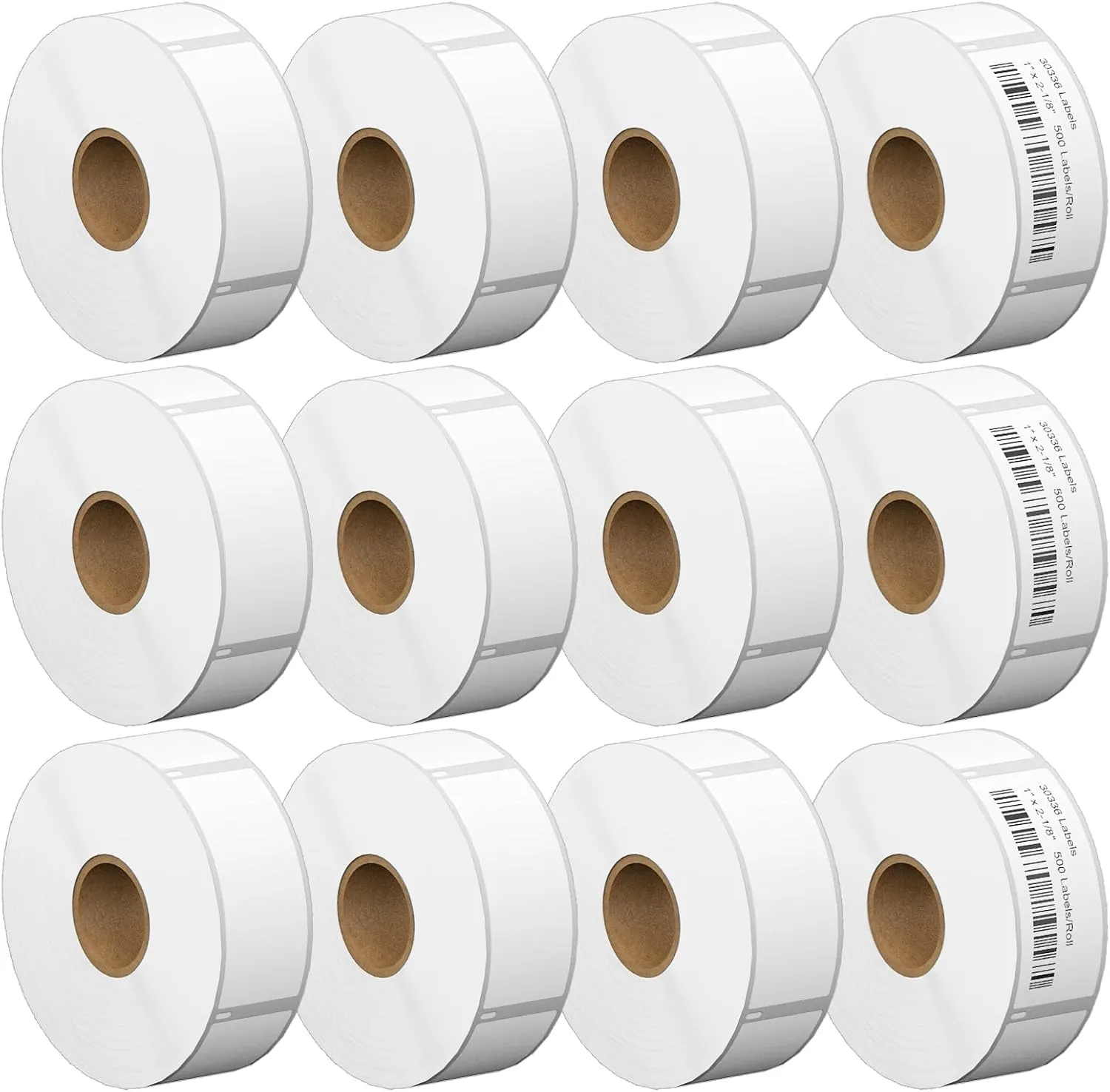 12 Rolls 1" x 2-1/8" Thermal Labels Replacement for Dymo 30336, Compatible with DYMO LabelWriter 4XL, 450, 450 Duo, 450 Turbo, 450 Twin Turbo, Not Fit 5XL & 550