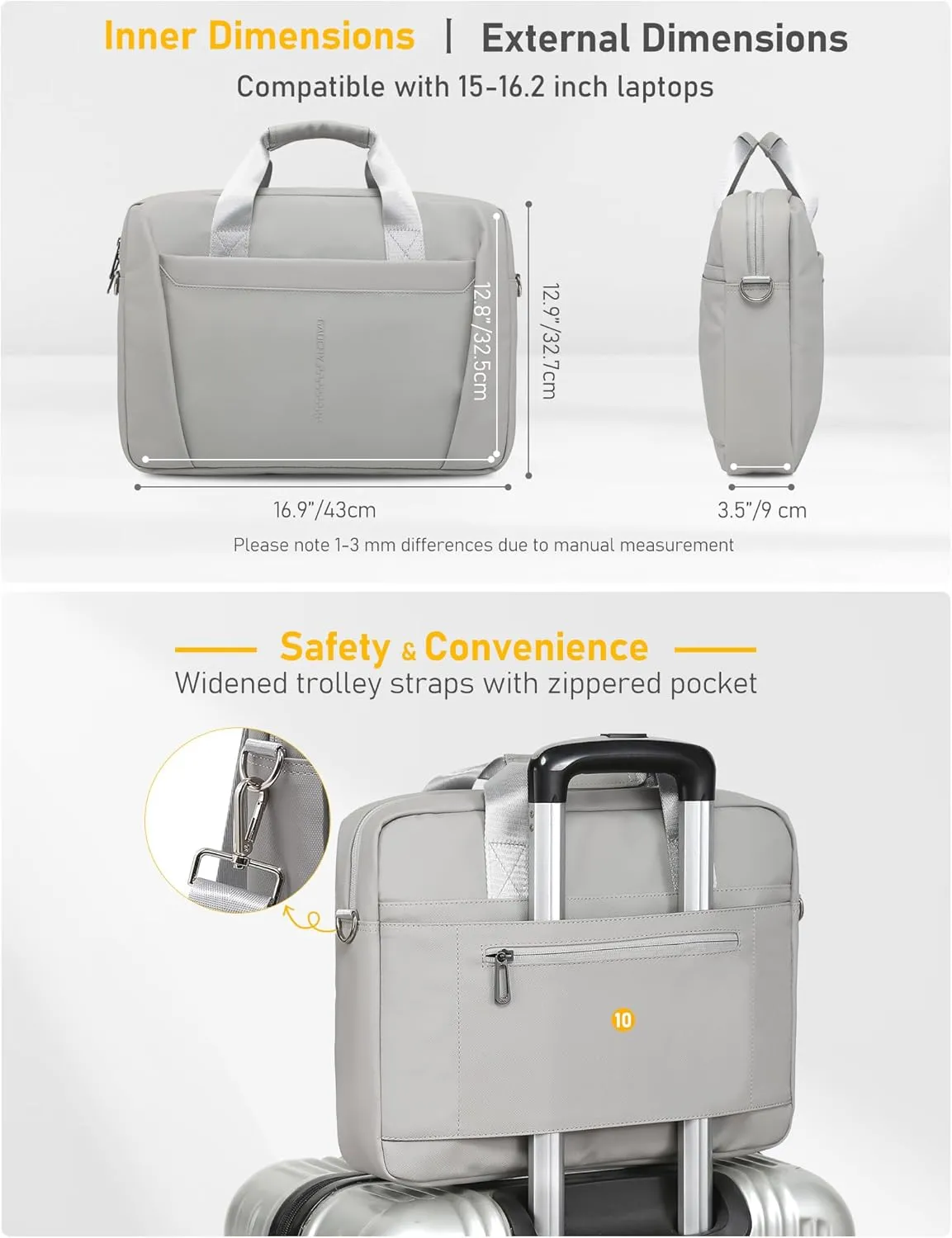 15-16 Inch Granulated Shoulder Portable Bag, Compatible with MacBook Pro 16 M4/M3/M2/M1, MacBook Air 15 M4 2025, ASUS Vivobook 16/16X Laptop, Messenger Bag, Silk Grey