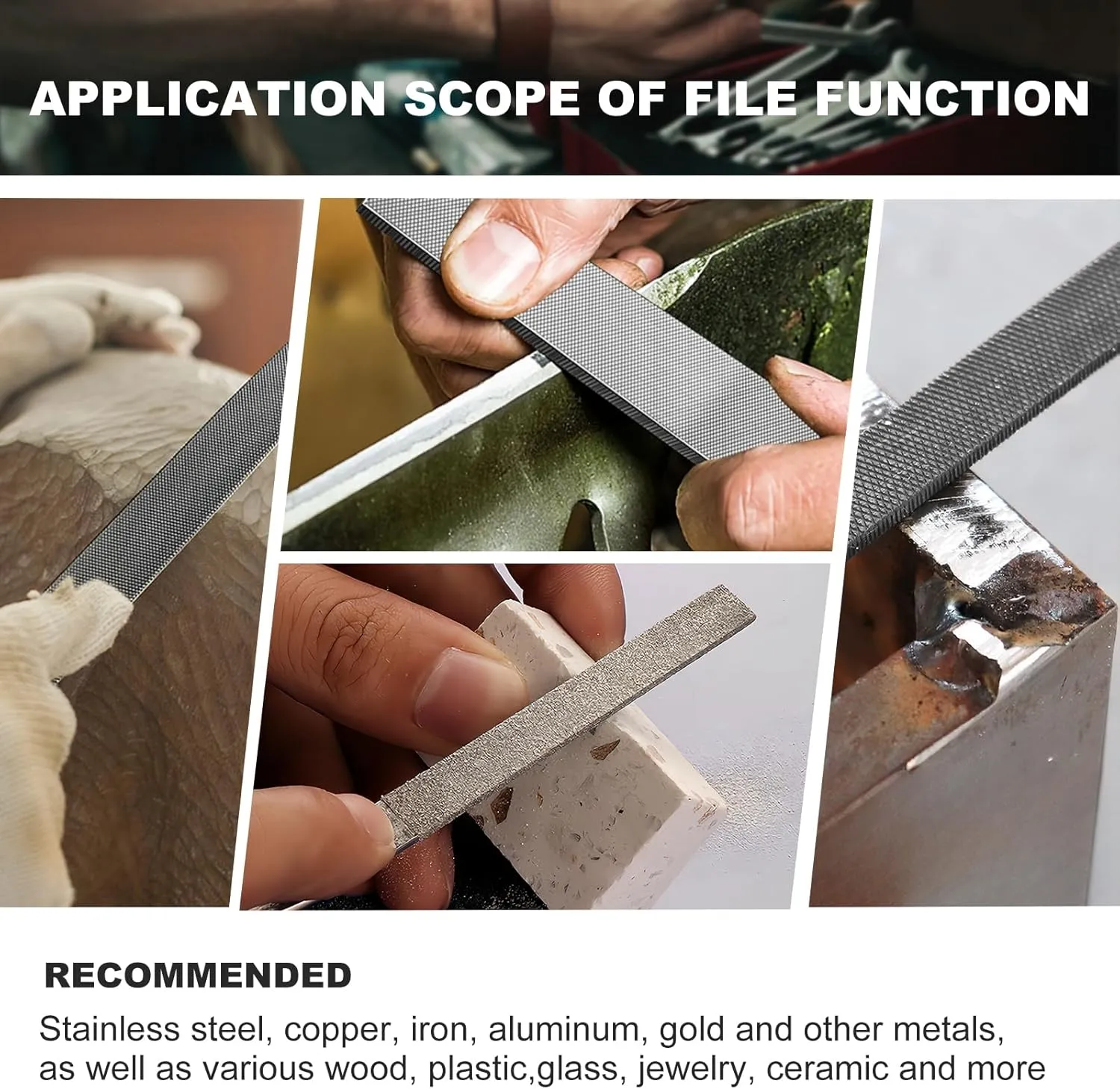 17PCS File Set with Tool Bag, Includes 4PCS Large Metal File, 12PCS Needle File and Wire Brush,Work for Metal, Wood and More