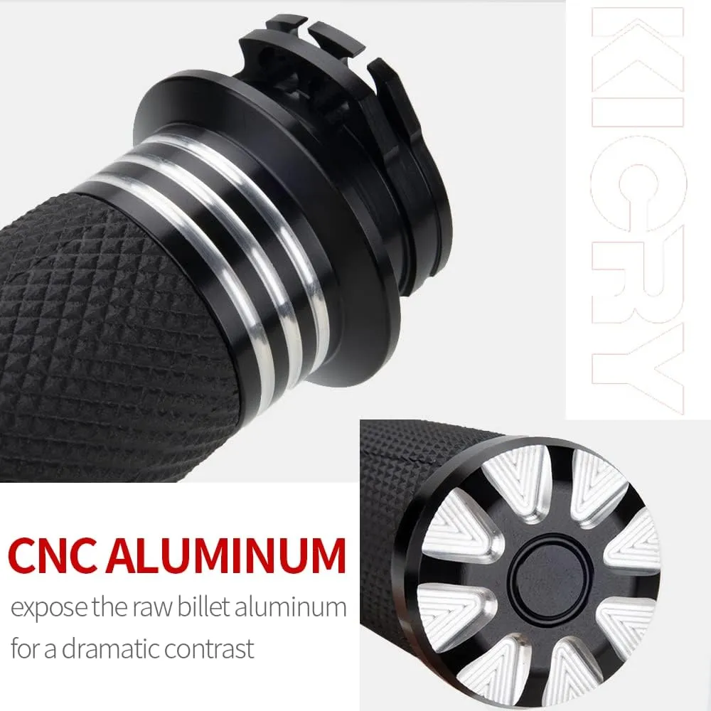 1" Motorcycle Hand Grips Black Chrome Handlebar Grips Compatible with Harley Touring Honda Yamaha Suzuki Kawasaki
