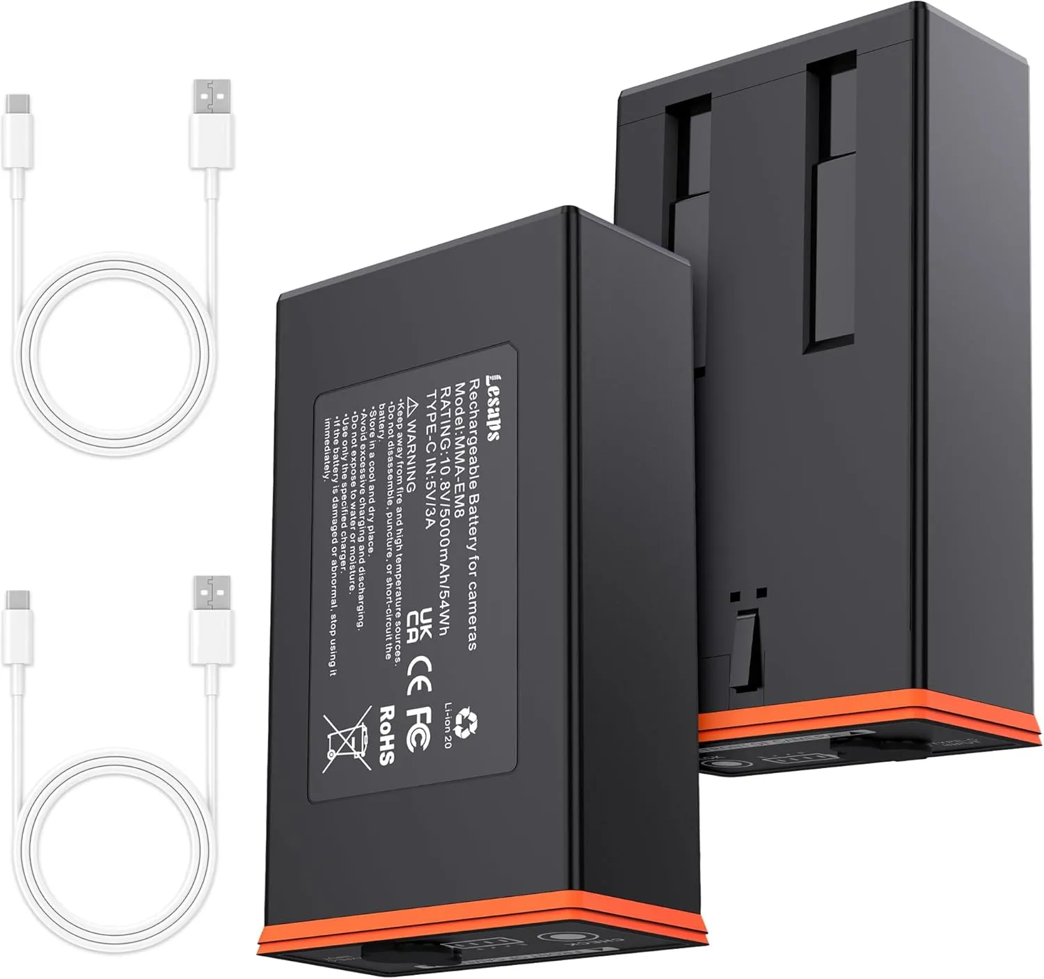 2-Pack 5000mAh Moultrie Power Mag Replacement Battery - Compatible with Moultrie Cellular Trail Cameras Edge, Edge Pro, Edge 2, Edge 2 Pro, USB-C & Solar Panels Charging