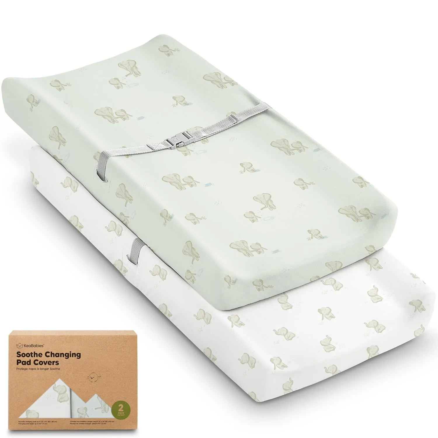 2-Pack Organic Changing Pad Covers for Girl, Boy, Neutral - 100% Cotton Changing Table Pad Cover, Soft Baby Nursery Diaper Changing Pad Sheets, Contour Changing Pads Liners, Change Pad Cover (Elly)