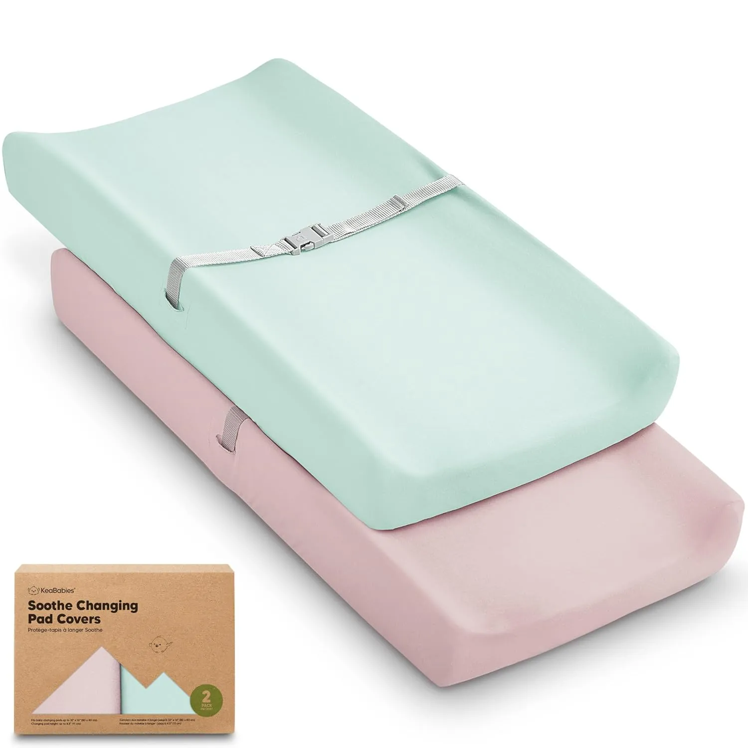 2-Pack Organic Changing Pad Covers for Girl, Boy, Neutral - 100% Cotton Changing Table Pad Cover, Soft Baby Nursery Diaper Changing Pad Sheets, Contour Changing Pads Liners, Change Pad Cover (Pastel)