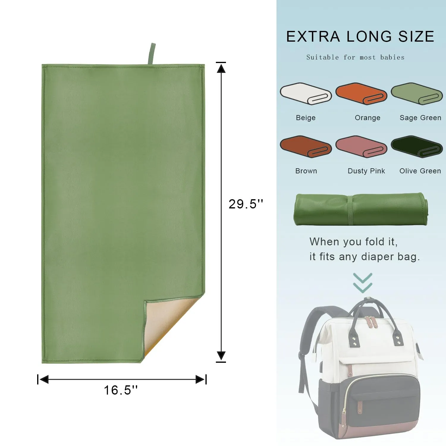 2 Pack Wipeable Diaper Changing Pad for Baby, Portable Baby Changing Mat for Travel or Home, Foldable Mat Fits Perfectly in Diaper Bag (67-08)