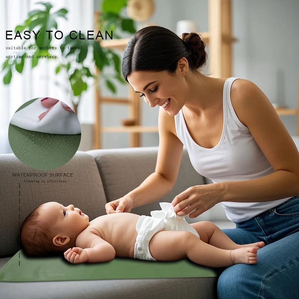 2 Pack Wipeable Diaper Changing Pad for Baby, Portable Baby Changing Mat for Travel or Home, Foldable Mat Fits Perfectly in Diaper Bag (67-08)