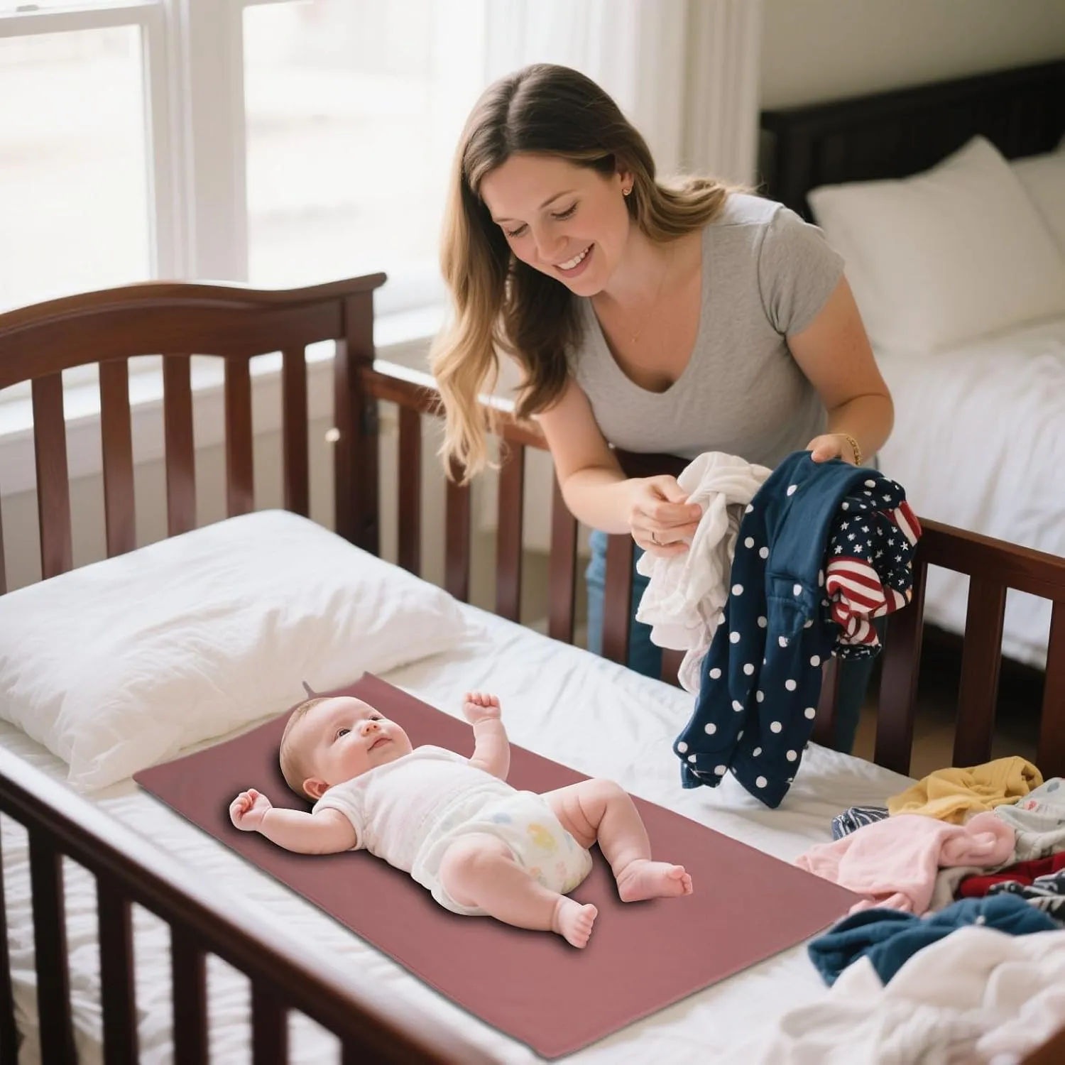 2 Pack Wipeable Diaper Changing Pad for Baby, Portable Baby Changing Mat for Travel or Home, Foldable Mat Fits Perfectly in Diaper Bag (67-08)