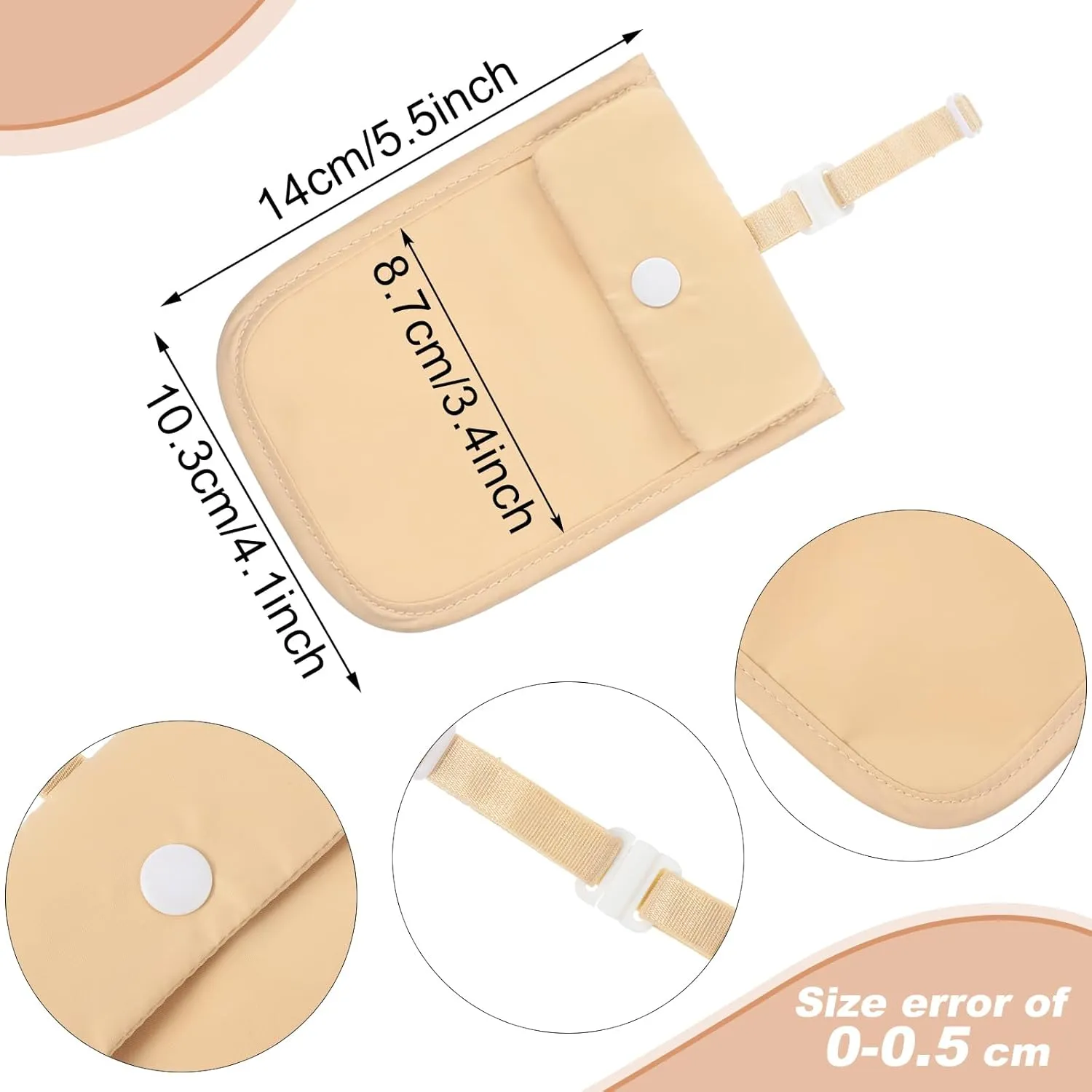 2 Pieces Travel Bra Wallet for Women Hidden Bra Wallet Pickpocket Proof Under Clothes Money Belt Pouch Secret for Passport Money Valuables(4 x 5.4 Inch,Nude, White)