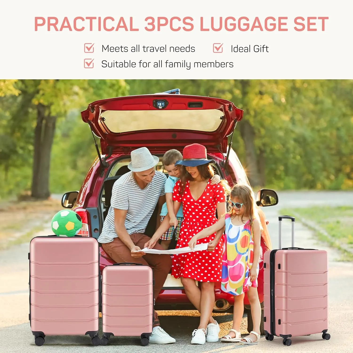 20 Inch Carry-On Luggage, Hard Shell Rolling Suitcase with TSA Lock, Expandable Lightweight Luggage with Spinner Wheels, Pink