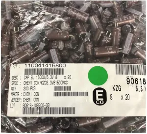 200pcs 1500uF 6.3V NCC KZG Series 8x20mm Low ESR 6.3V1500uF Aluminum Electrolytic Capacitor