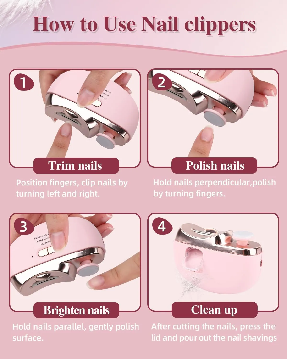 2025 Upgraded Electric Nail Clipper, Electric Nail File, 2 Speeds Automatic Nail Trimmer with LED Light & Clip Storage - USB Rechargeable for Baby, Kids, Adults, Seniors