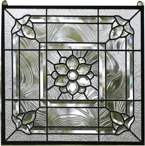 20" x 20" All Clear Beveled Stained Glass Hanging Window Panel