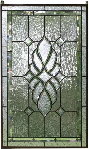 20" x 34" All Clear Hanging Stained Glass Beveled Window Panel
