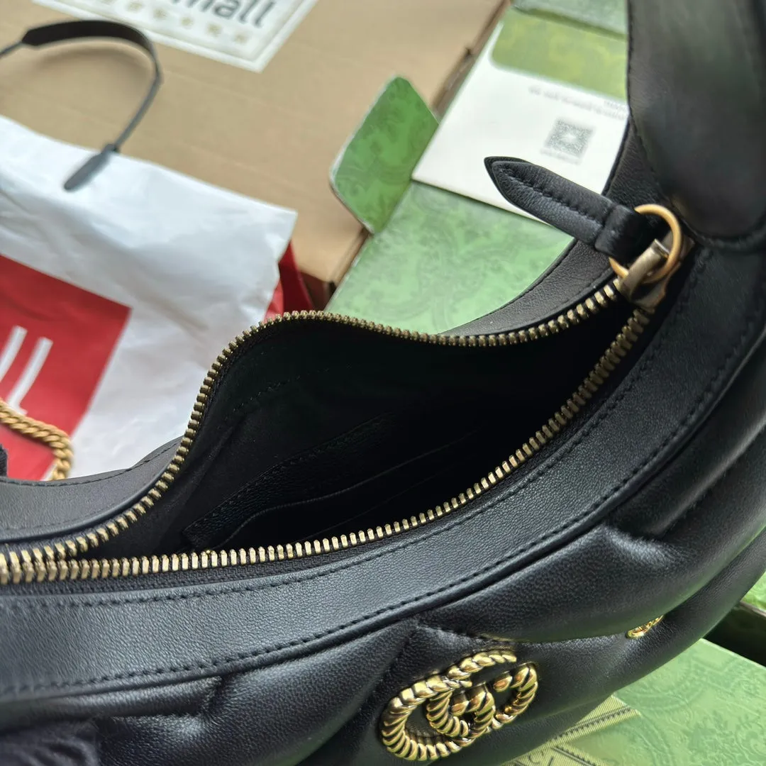 21cm shaped half-moon User-friendly Gucci marmont gg calfskin hardware gold black High-end design