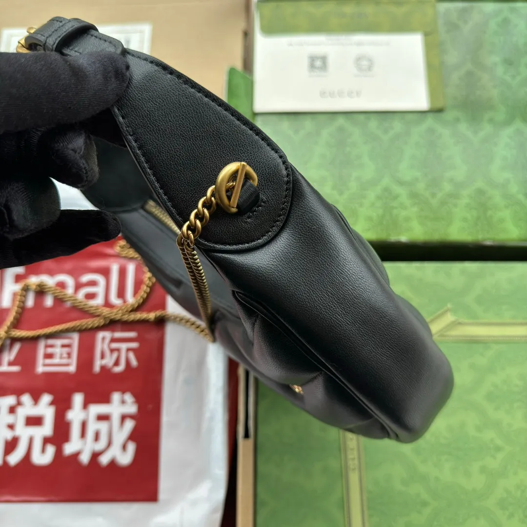 21cm shaped half-moon User-friendly Gucci marmont gg calfskin hardware gold black High-end design