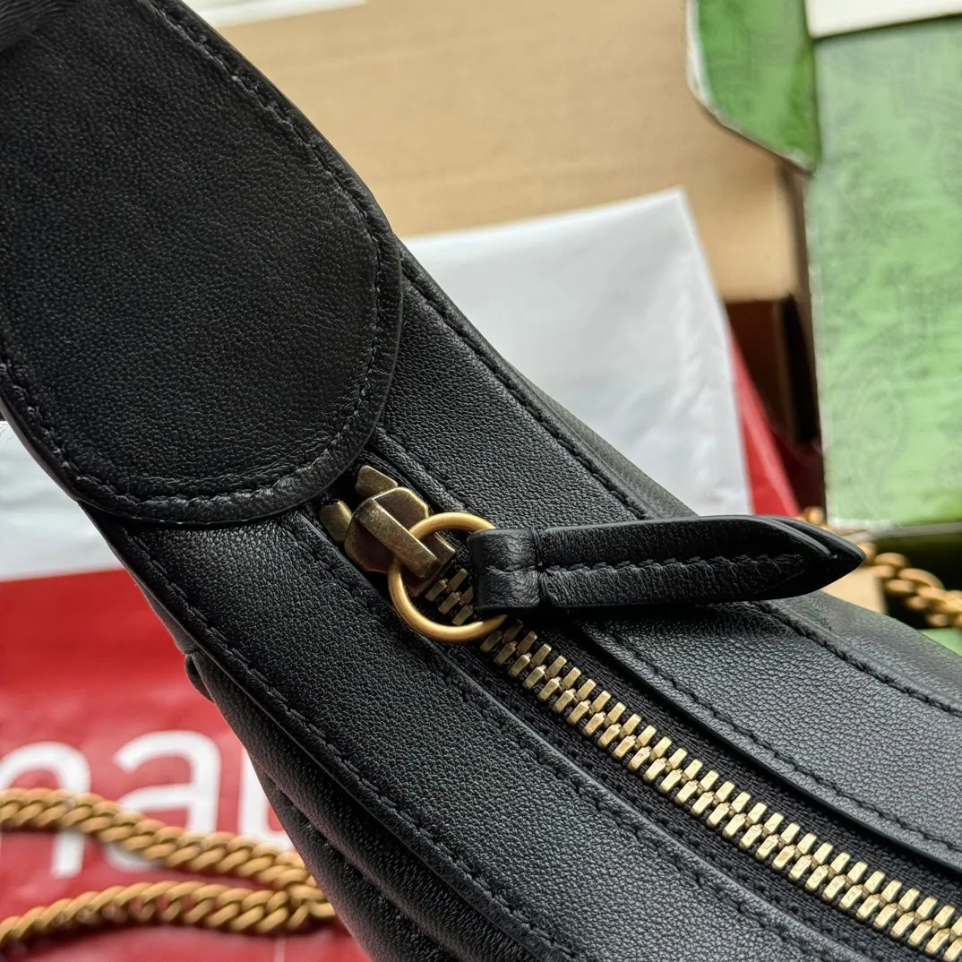 21cm shaped half-moon User-friendly Gucci marmont gg calfskin hardware gold black High-end design