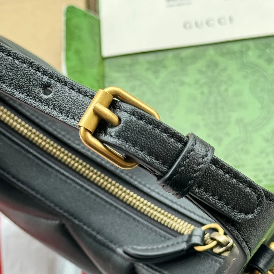 21cm shaped half-moon User-friendly Gucci marmont gg calfskin hardware gold black High-end design