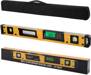 24-Inch Digital Torpedo Level and Protractor | Neodymium Magnets | Bright LCD Display | IP54 Dust/Water Resistant smart level with Carrying Bag