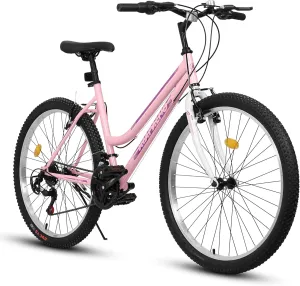 24/26/27.5 Inch, Dual Full Suspension Mountain Bike, 21 Speed Summer Travel, Mens Womens Outdoor Cycling Commuting City Bike to School Work, Birthday Gifts Bicycles