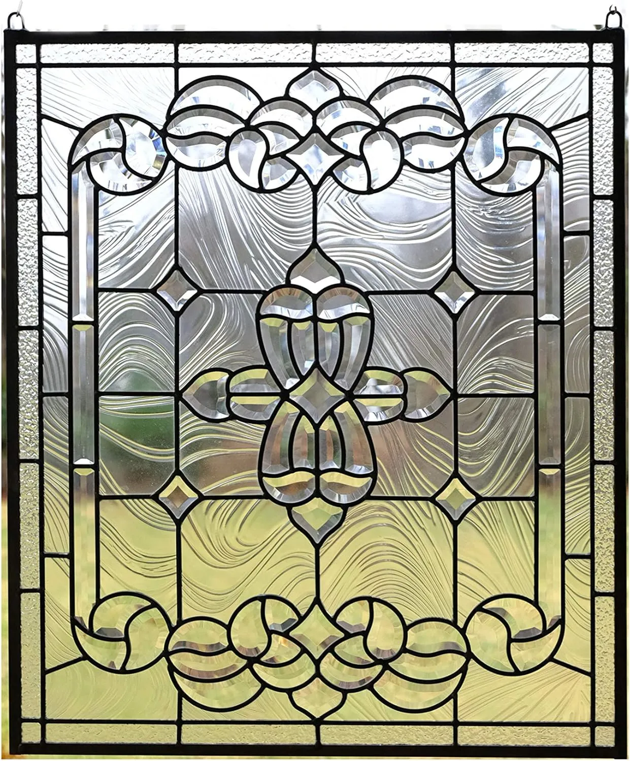 24" x 28" All Clear Beveled Glass Window Panel Hanging Panel