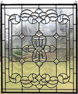 24" x 28" All Clear Beveled Glass Window Panel Hanging Panel