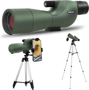 25-75x60 Straight Spotting Scope with 51" Tripod & Phone Adapter – Ultra HD Clarity with ED Glass, BAK4 Prism, FMC Lens, Waterproof, for Bird Watching, Hunting, Target Shooting – with Carry Bag