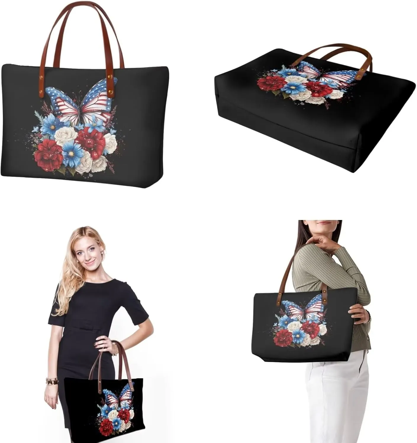 2PCS Tote Bag for Women Top Handle Purse with Wallet, Hobo Bag Tote Shoulder Bag with PU Cosmetic Bag
