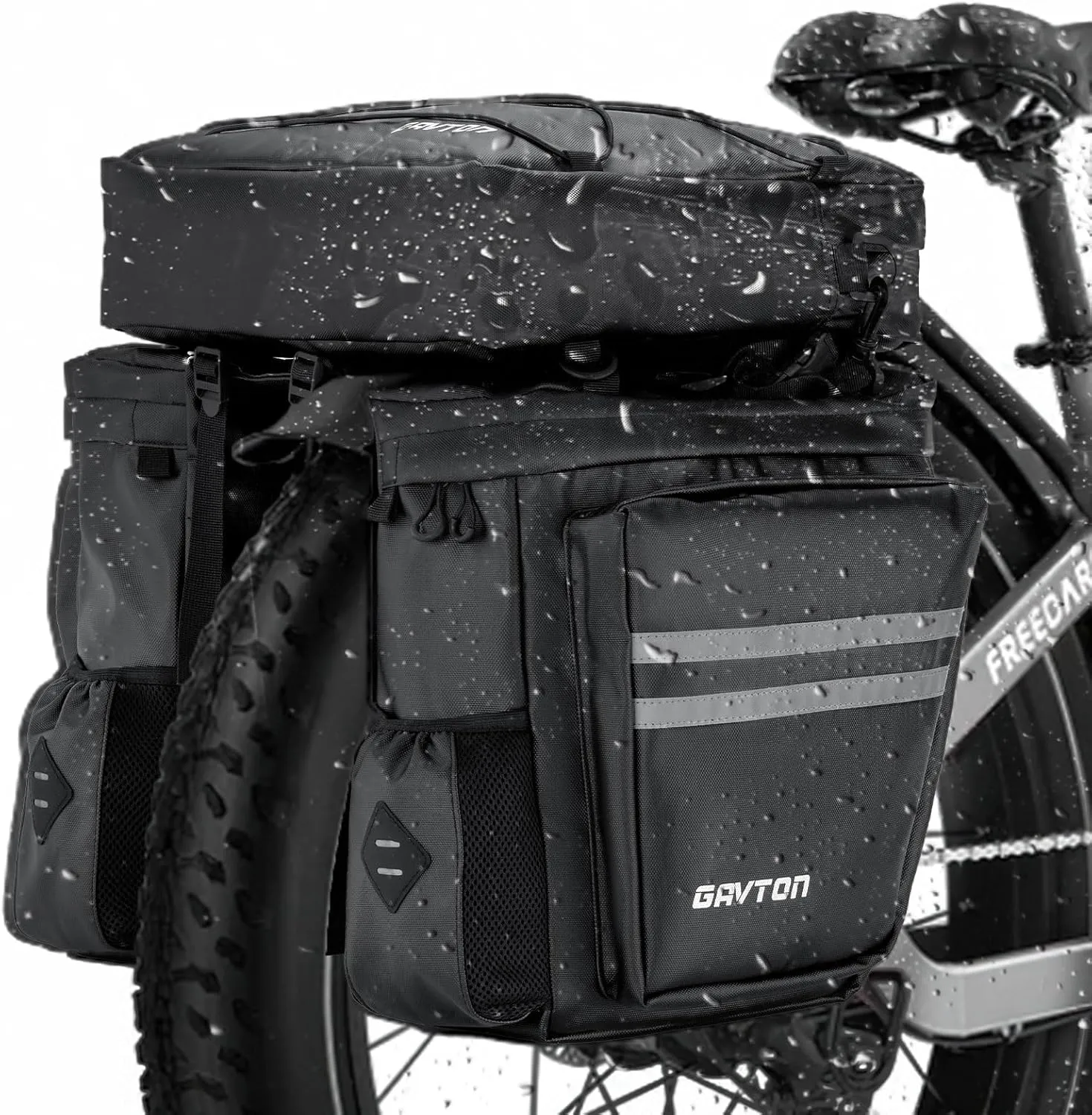 3-in-1 Waterproof Bike Pannier Bag Set 40L Detachable Bicycle Saddle Bag Backpack with Adjustable Shoulder Strap Heavy-Duty Polyester for Commuting Touring Cycling Accessories