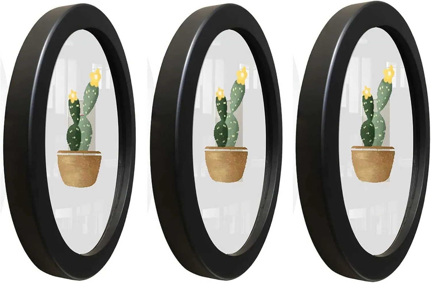 3 Pack Round Photo Frames 8 Inch for Wall Mounting Display or Table Mounting Picture Frame Display Black Frame Circle Photo Frame for Kitchen Gallery Wedding Round Frame