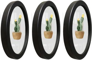 3 Pack Round Photo Frames 8 Inch for Wall Mounting Display or Table Mounting Picture Frame Display Black Frame Circle Photo Frame for Kitchen Gallery Wedding Round Frame