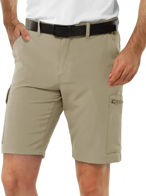 33,000ft Men's Golf Shorts 10" Inseam with Zipper Pocket Lightweight Quick Dry Stretch Hiking Cargo Shorts for Travel Fishing