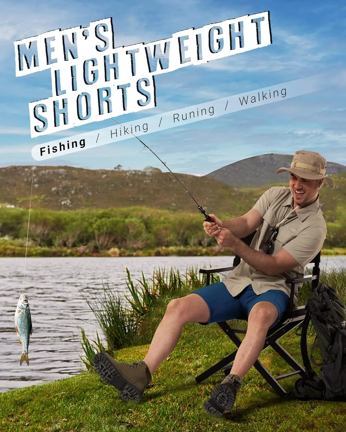 33,000ft Men's Golf Shorts 10" Inseam with Zipper Pocket Lightweight Quick Dry Stretch Hiking Cargo Shorts for Travel Fishing
