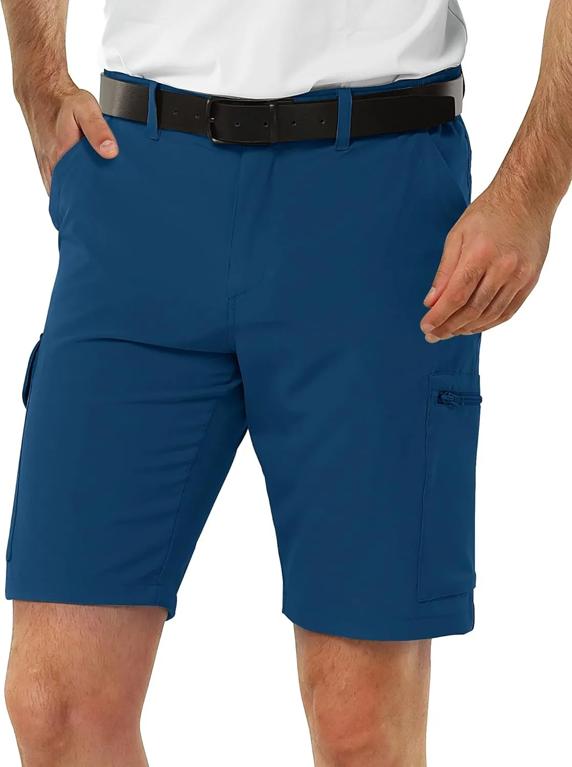 33,000ft Men's Golf Shorts 10" Inseam with Zipper Pocket Lightweight Quick Dry Stretch Hiking Cargo Shorts for Travel Fishing