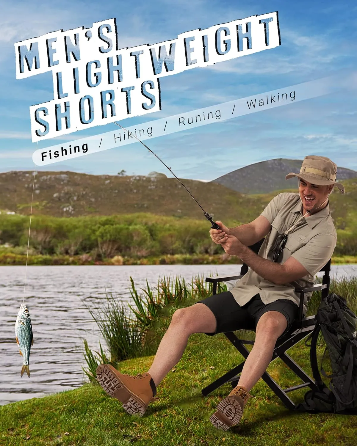 33,000ft Men's Golf Shorts 10" Inseam with Zipper Pocket Lightweight Quick Dry Stretch Hiking Cargo Shorts for Travel Fishing