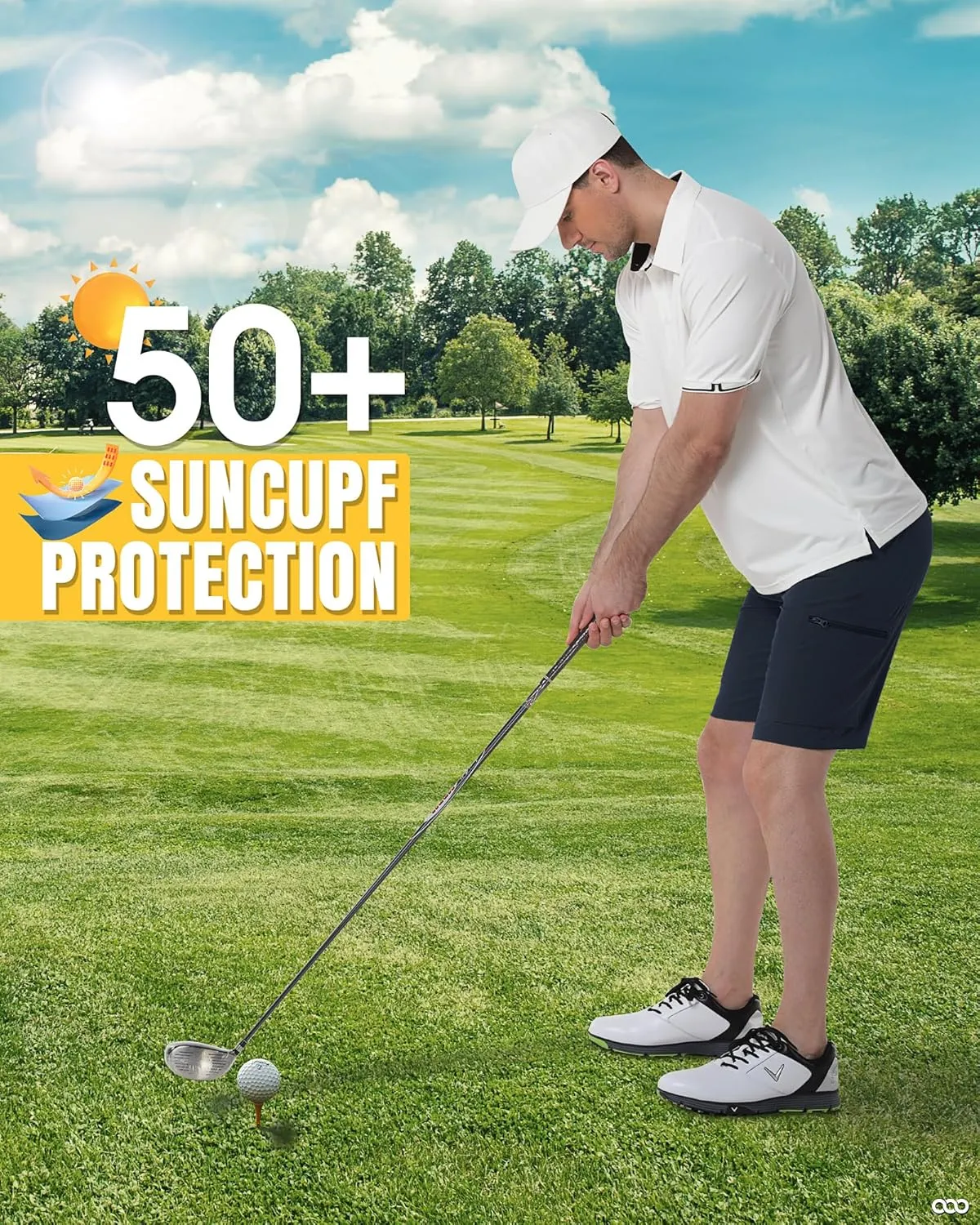 33,000ft Men's Golf Shorts 10" Inseam with Zipper Pocket Lightweight Quick Dry Stretch Hiking Cargo Shorts for Travel Fishing