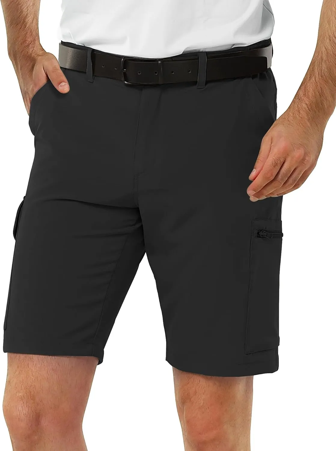 33,000ft Men's Golf Shorts 10" Inseam with Zipper Pocket Lightweight Quick Dry Stretch Hiking Cargo Shorts for Travel Fishing
