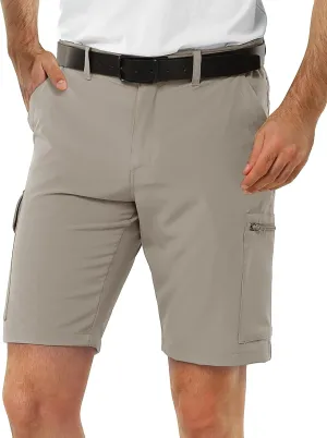 33,000ft Men's Golf Shorts 10" Inseam with Zipper Pocket Lightweight Quick Dry Stretch Hiking Cargo Shorts for Travel Fishing