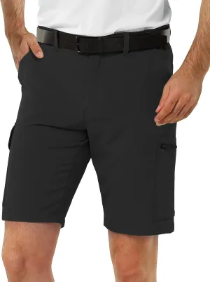 33,000ft Men's Golf Shorts 10" Inseam with Zipper Pocket Lightweight Quick Dry Stretch Hiking Cargo Shorts for Travel Fishing