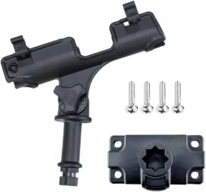 360-Degree Rotating Fishing Rod Mount, Boat Rod Holder with Square Base, Lockable Kayak Fishing Rack