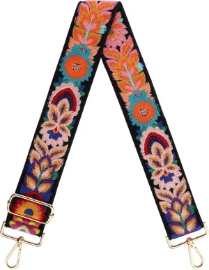 3D Flower Crochet Purse Strap 2" Wide,Bag Strap Replacement for Crossbody Adjustable(Gold Hardware)