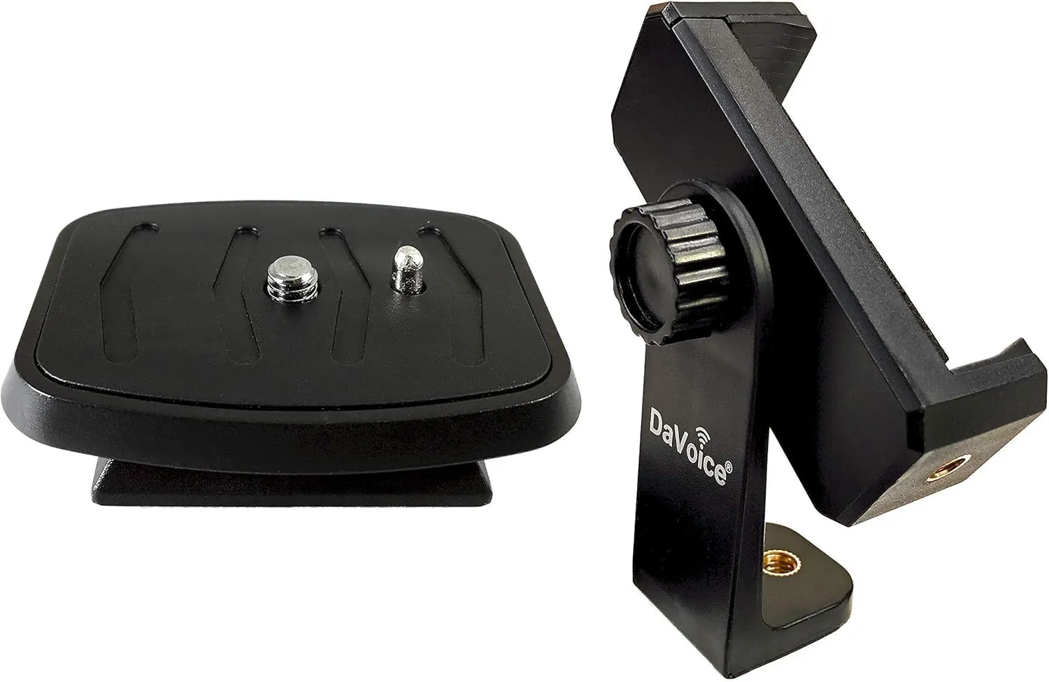 44mm Tripod Quick Release Plate for Amazon Basics 60-Inch, Ambico, Velbon, Vista Explorer 60”, Sony, Sunpak, Ravelli   360 Rotate Tripod Phone Mount, Compatible with iPhone Smartphone