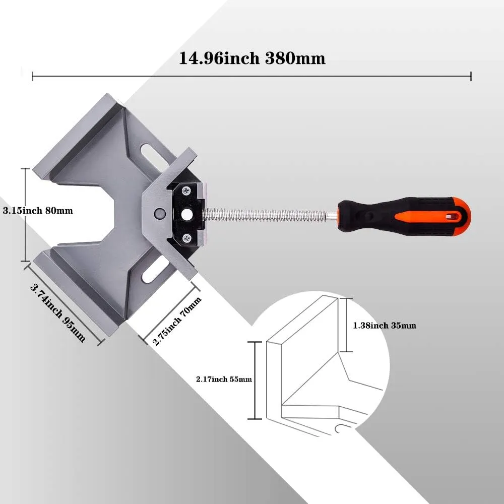 4pcs Corner Clamp - Right Angle 90 Degree Wood Clamps For Woodworking, With Adjustable Swing Jaw Aluminum Alloy Frame, For Welding, DIY Woodworking