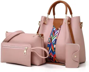 4pcs Hobo Tote and Purse Satchel for Women Top-handle Handbag PU Shoulder Bag Clutch Card Holder