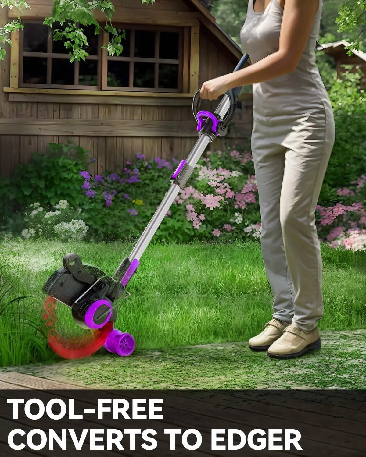 5.2 lbs Lightweight Weed Wacker Cordless, 3-in-1 Edger/Mower/Trimmer with Blade, 75 Min Runtime (with 4.0Ah Battery)