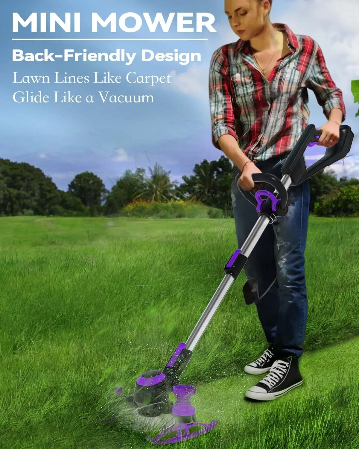 5.2 lbs Lightweight Weed Wacker Cordless, 3-in-1 Edger/Mower/Trimmer with Blade, 75 Min Runtime (with 4.0Ah Battery)