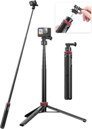 57in Selfie Stick Tripod for Action Cameras - ULANZI Go Quick II Extendable Tripod Stand Magnetic Suction Quick Release Vlog Accessories Handle for Action Cameras