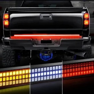 60 Inch Tailgate Light Bar, Aluminum Frame Triple Row LED Tailgate Light Strip for Truck, Pickup,Trailer with Full Function Red Brake White Reverse Amber Turn Signal Double Flash Light